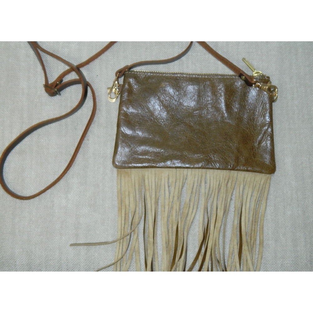 Crossbody Purse Bag Brown Zebra Cow Calf Hair Leather Fringe Crossbody USA - Picture 8 of 9